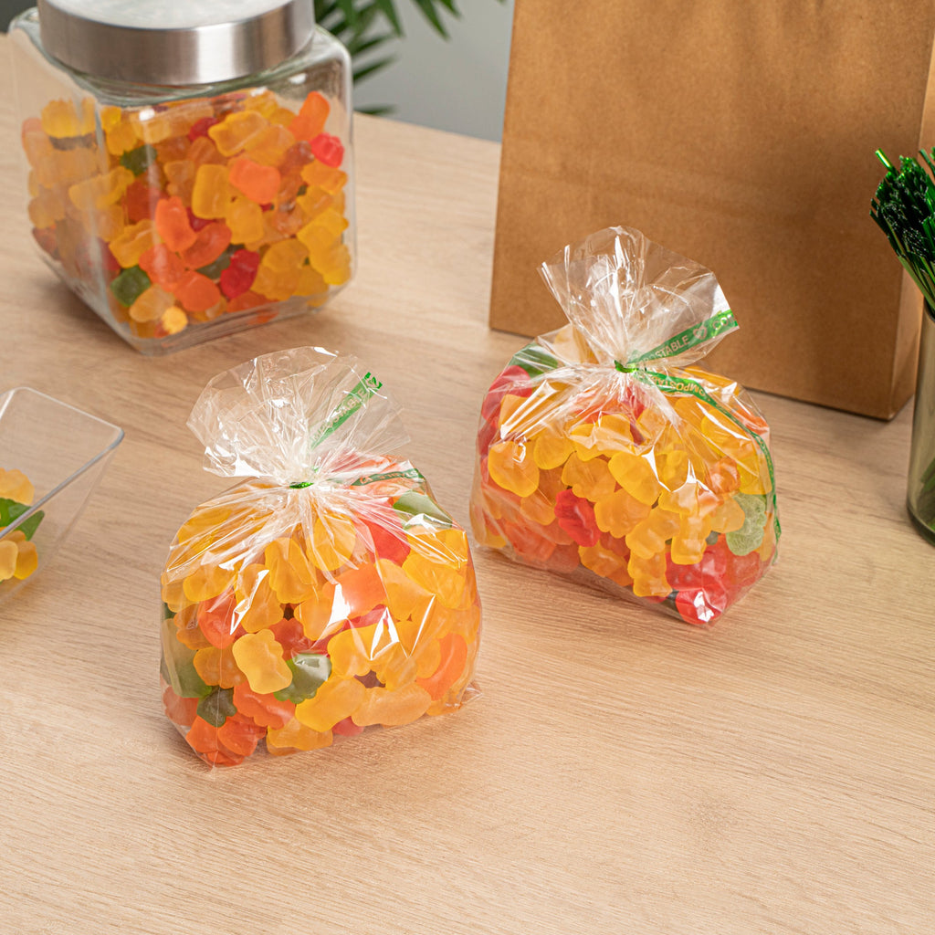 Basic Nature Clear Plastic Gusset Bag - Compostable, High Clarity, Heat Sealable - 4" x 2 1/4" x 8" - 100 count box