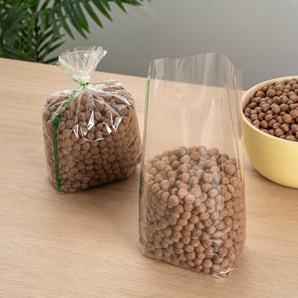 Basic Nature Clear Plastic Gusset Bag - Compostable, High Clarity, Heat Sealable - 5" x 3" x 12" - 100 count box