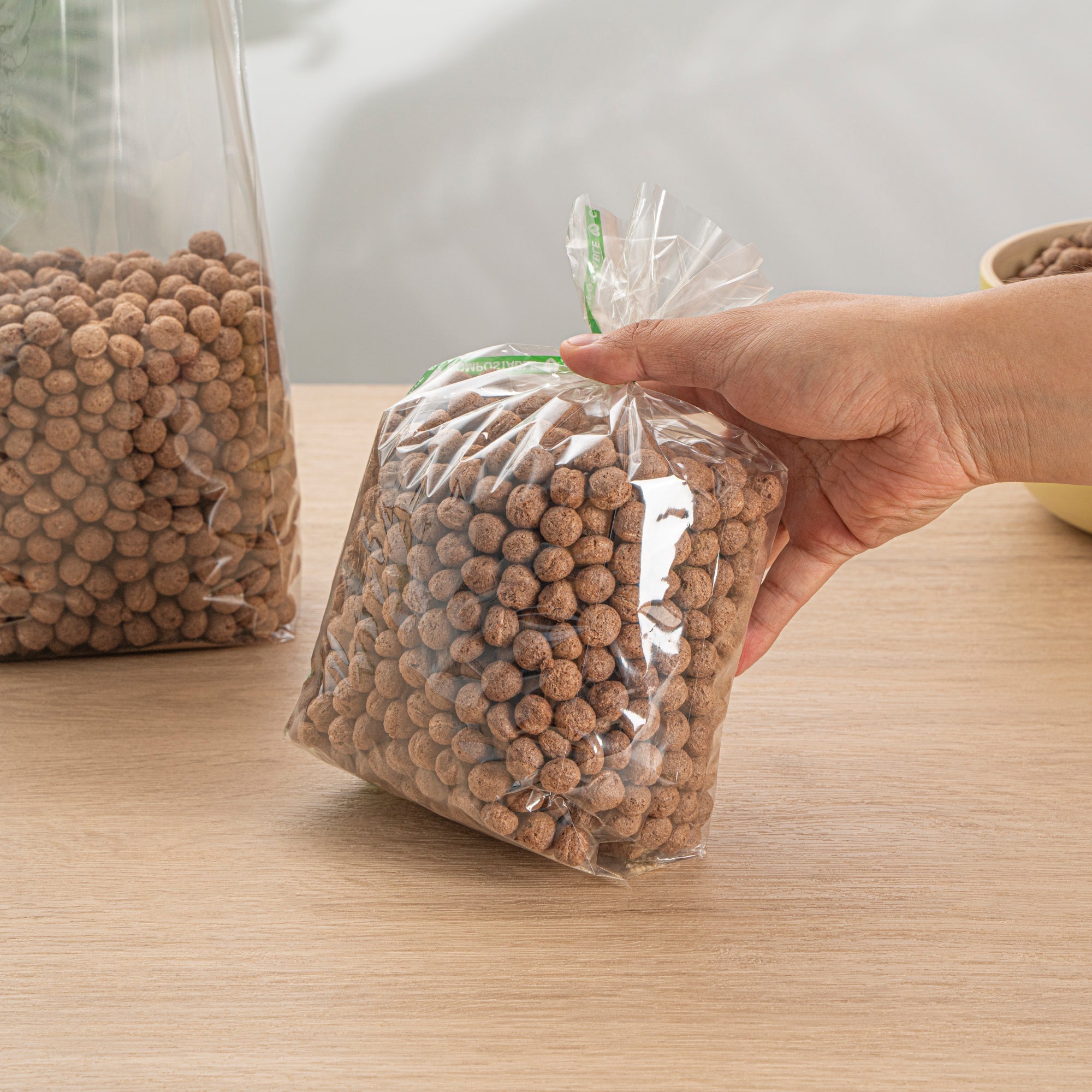 Basic Nature Clear Plastic Gusset Bag - Compostable, High Clarity, Heat Sealable - 5" x 3" x 12" - 100 count box
