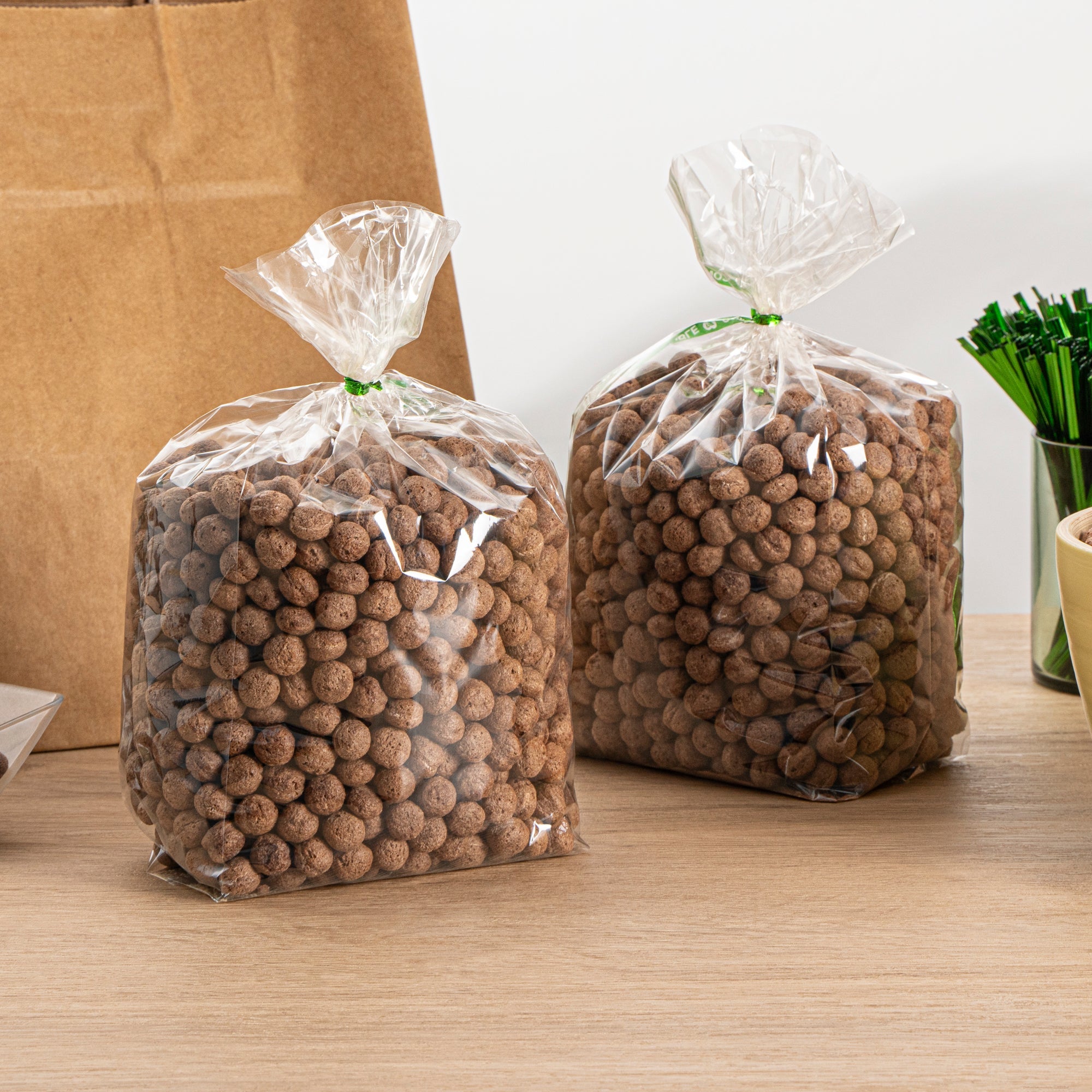 Basic Nature Clear Plastic Gusset Bag - Compostable, High Clarity, Heat Sealable - 5" x 3" x 12" - 100 count box