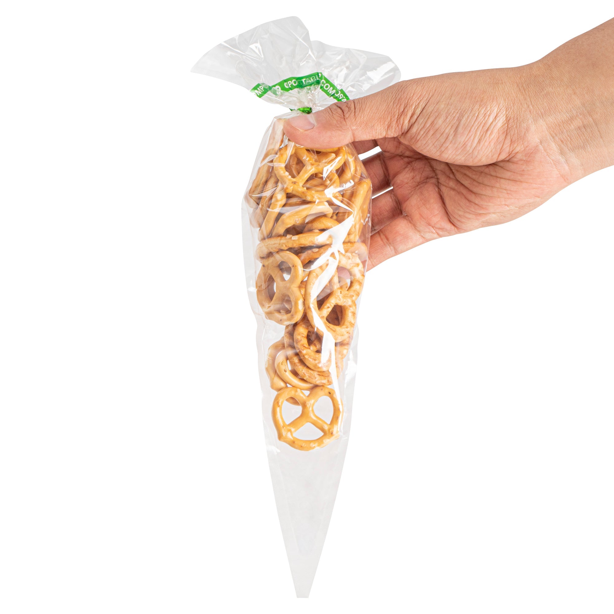 Basic Nature Clear Plastic Cone Bag - Compostable, High Clarity - 12" x 6" - 100 count box