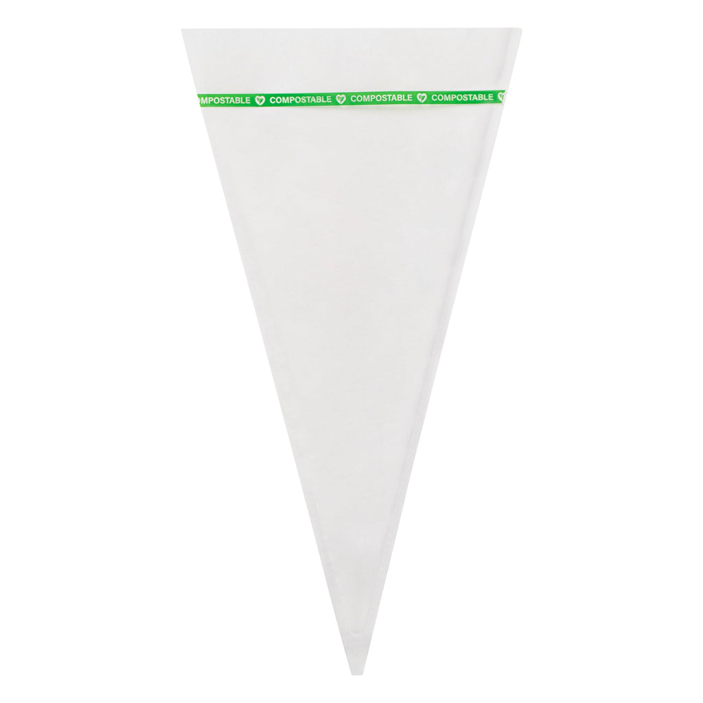 Basic Nature Clear Plastic Cone Bag - Compostable, High Clarity - 12" x 6" - 100 count box