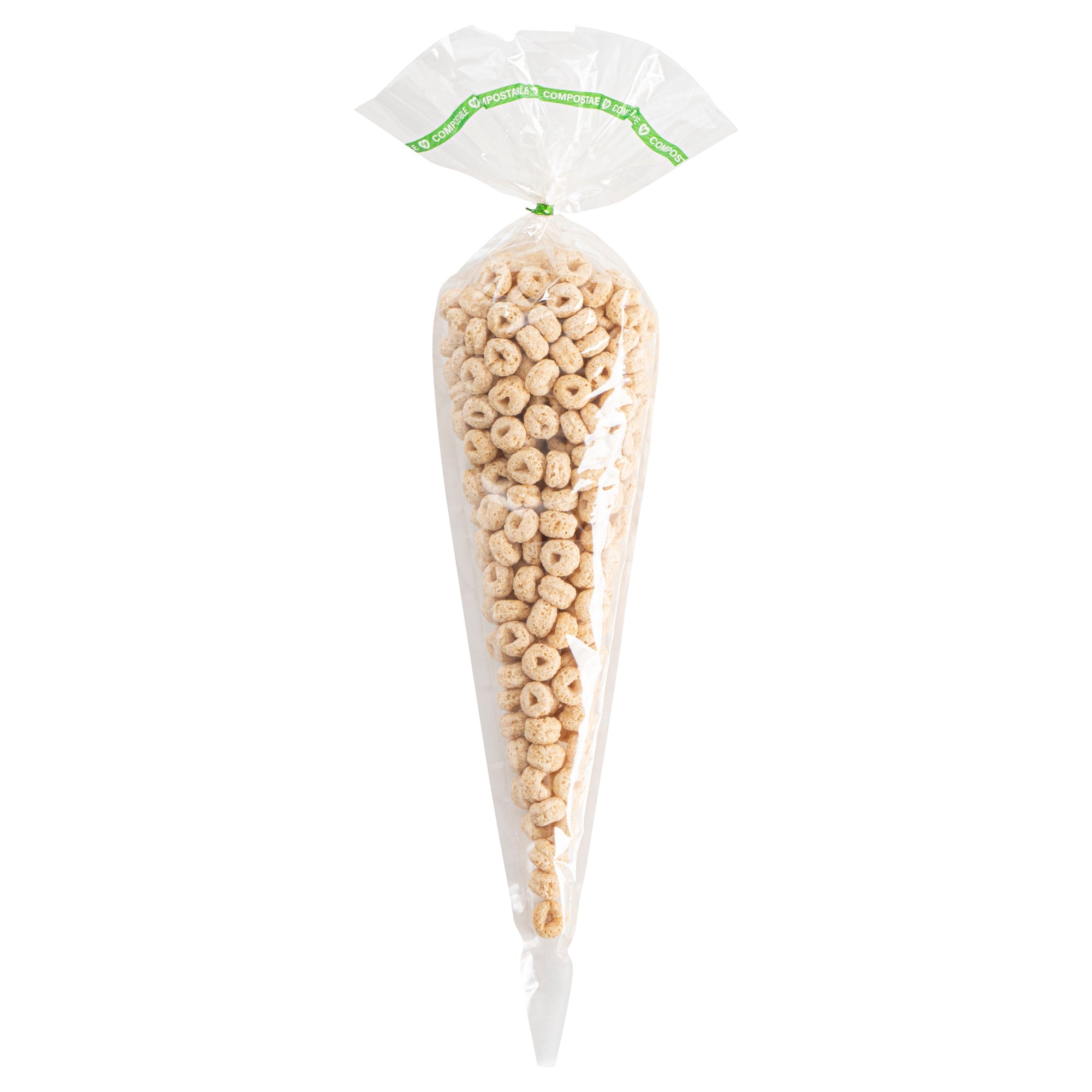 Basic Nature Clear Plastic Cone Bag - Compostable, High Clarity - 17" x 7 1/2" - 100 count box