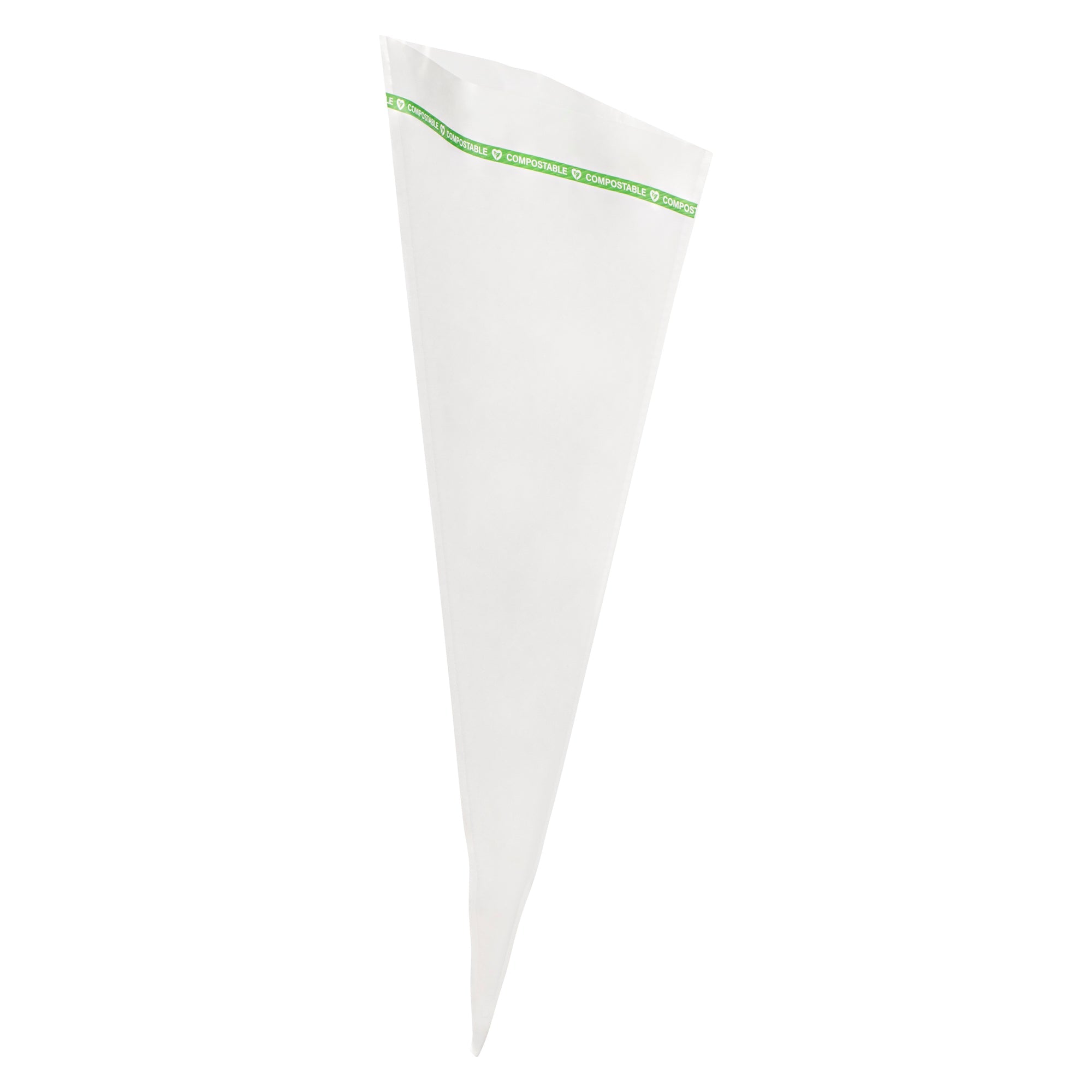 Basic Nature Clear Plastic Cone Bag - Compostable, High Clarity - 17" x 7 1/2" - 100 count box