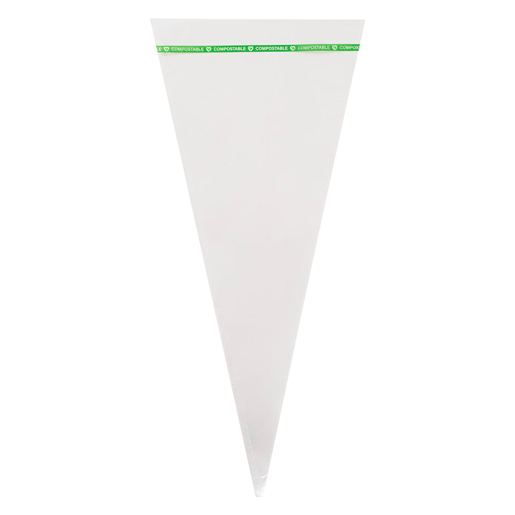 Basic Nature Clear Plastic Cone Bag - Compostable, High Clarity - 17" x 7 1/2" - 100 count box
