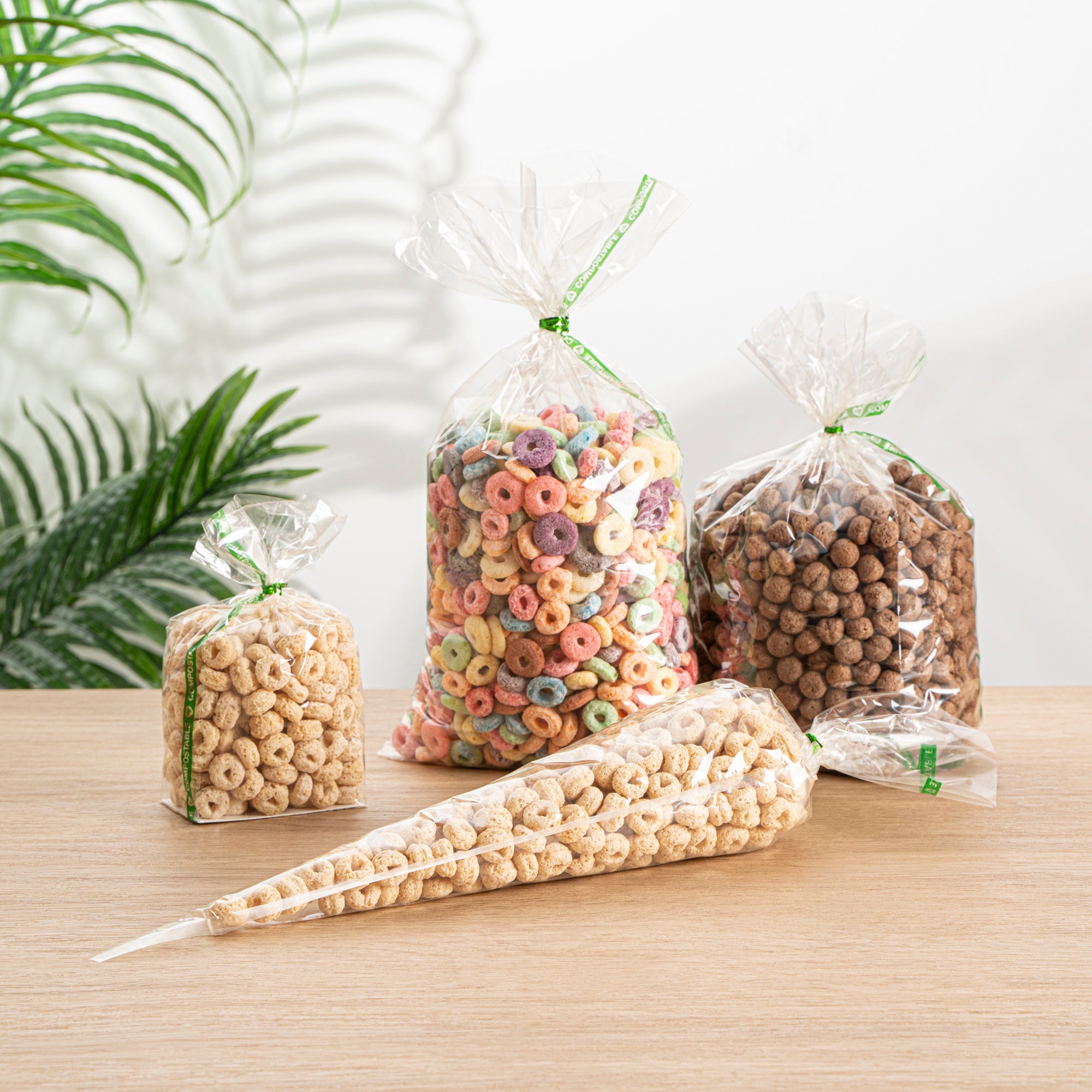 Basic Nature Clear Plastic Cone Bag - Compostable, High Clarity - 17" x 7 1/2" - 100 count box