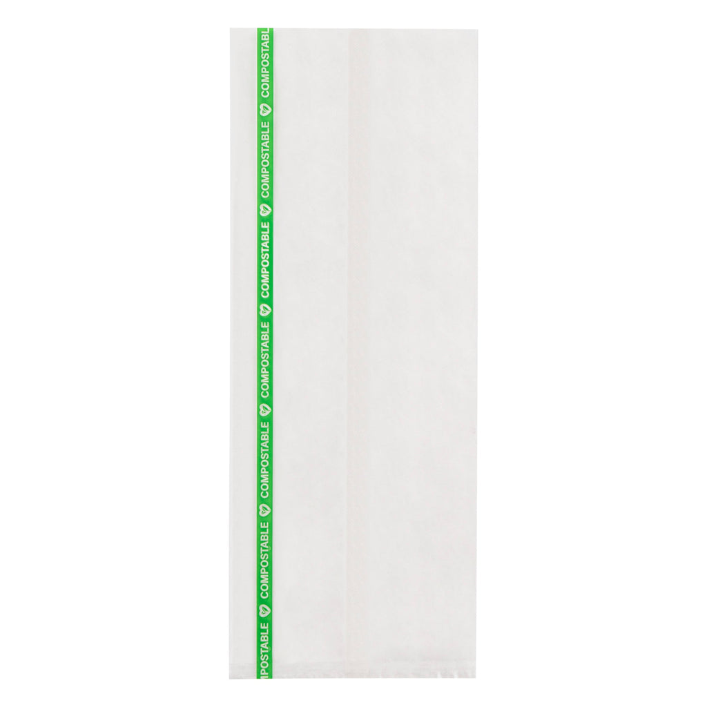 Basic Nature Clear Plastic Bag - No Flap, Home Compostable, High Clarity, Heat Sealable - 10" x 3 3/4" - 100 count box