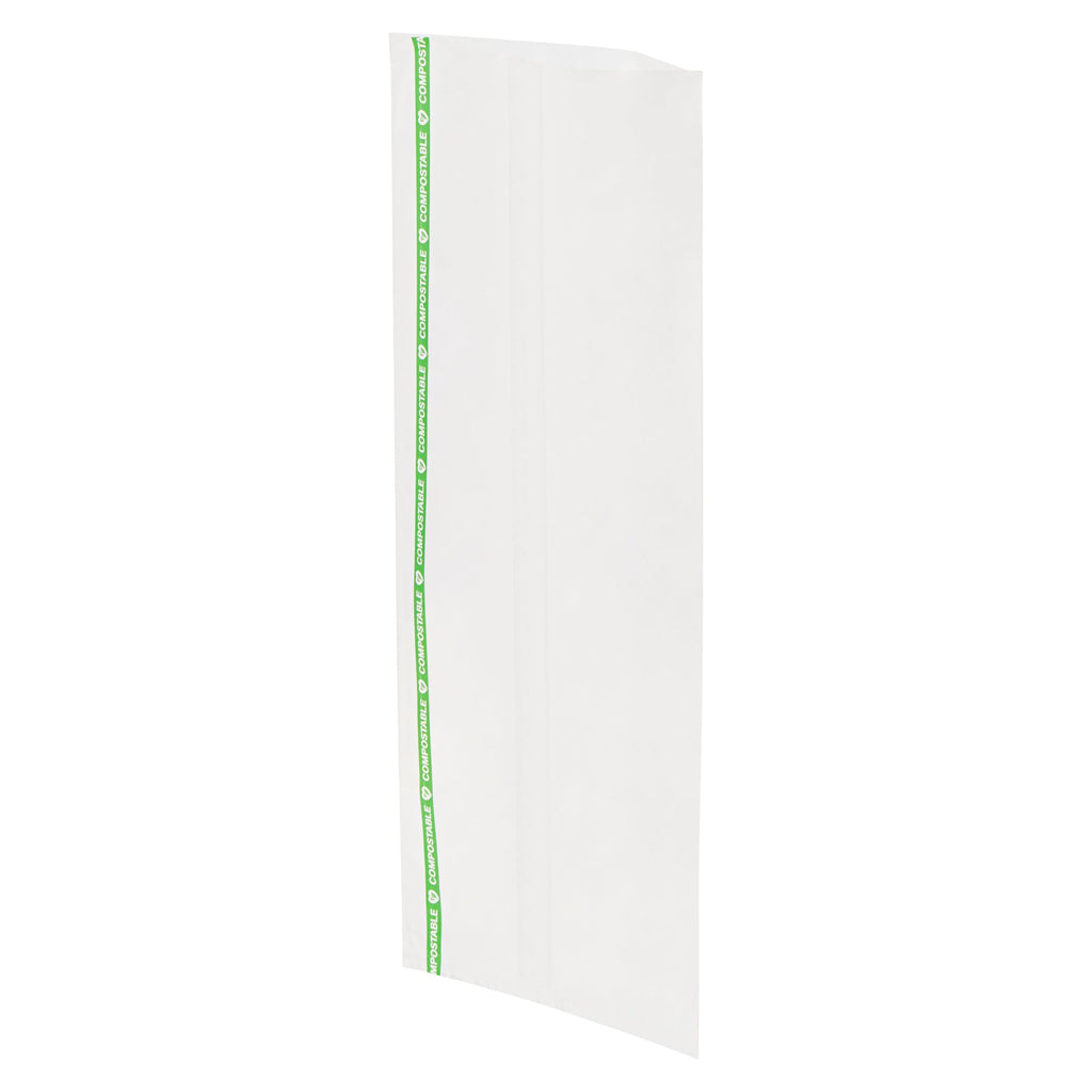 Basic Nature Clear Plastic Bag - No Flap, Home Compostable, High Clarity, Heat Sealable - 13" x 5" - 100 count box