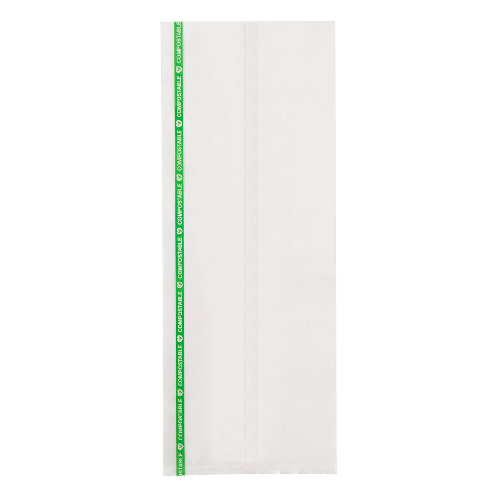 Basic Nature Clear Plastic Bag - No Flap, Home Compostable, High Clarity, Heat Sealable - 13" x 5" - 100 count box