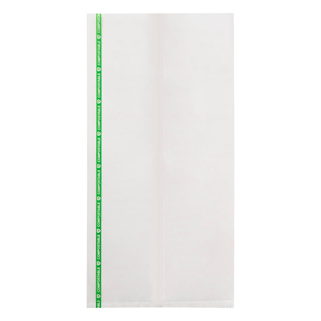 Basic Nature Clear Plastic Bag - No Flap, Home Compostable, High Clarity, Heat Sealable - 14" x 7" - 100 count box