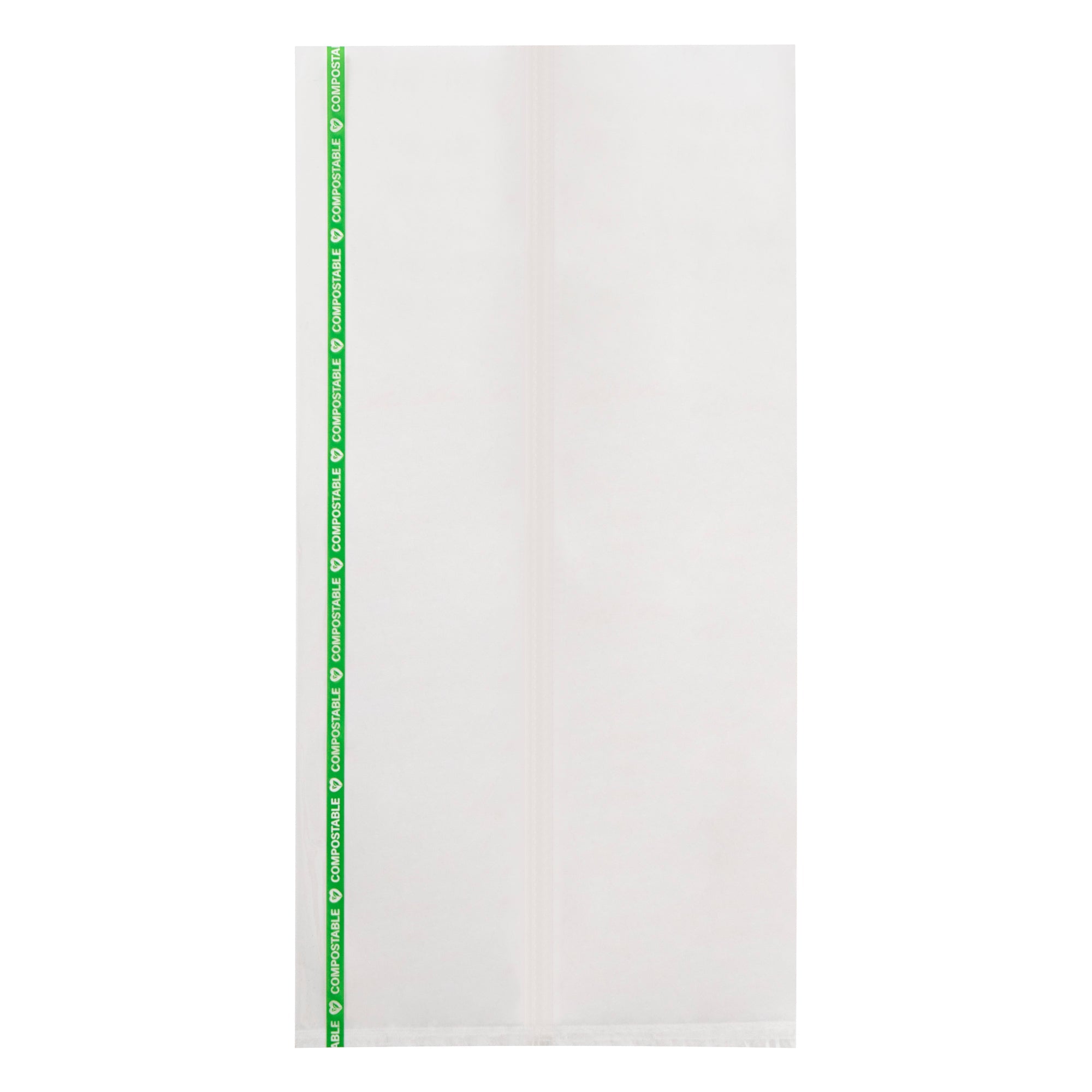 Basic Nature Clear Plastic Bag - No Flap, Home Compostable, High Clarity, Heat Sealable - 14" x 7" - 100 count box