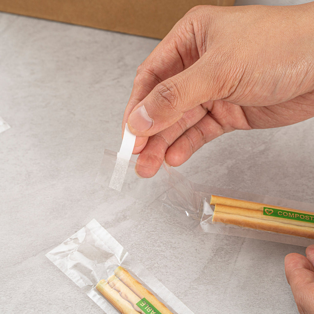 Basic Nature Clear Plastic Bag - with Flap, Home Compostable, High Clarity, Heat Sealable - 8" x 1" - 100 count box