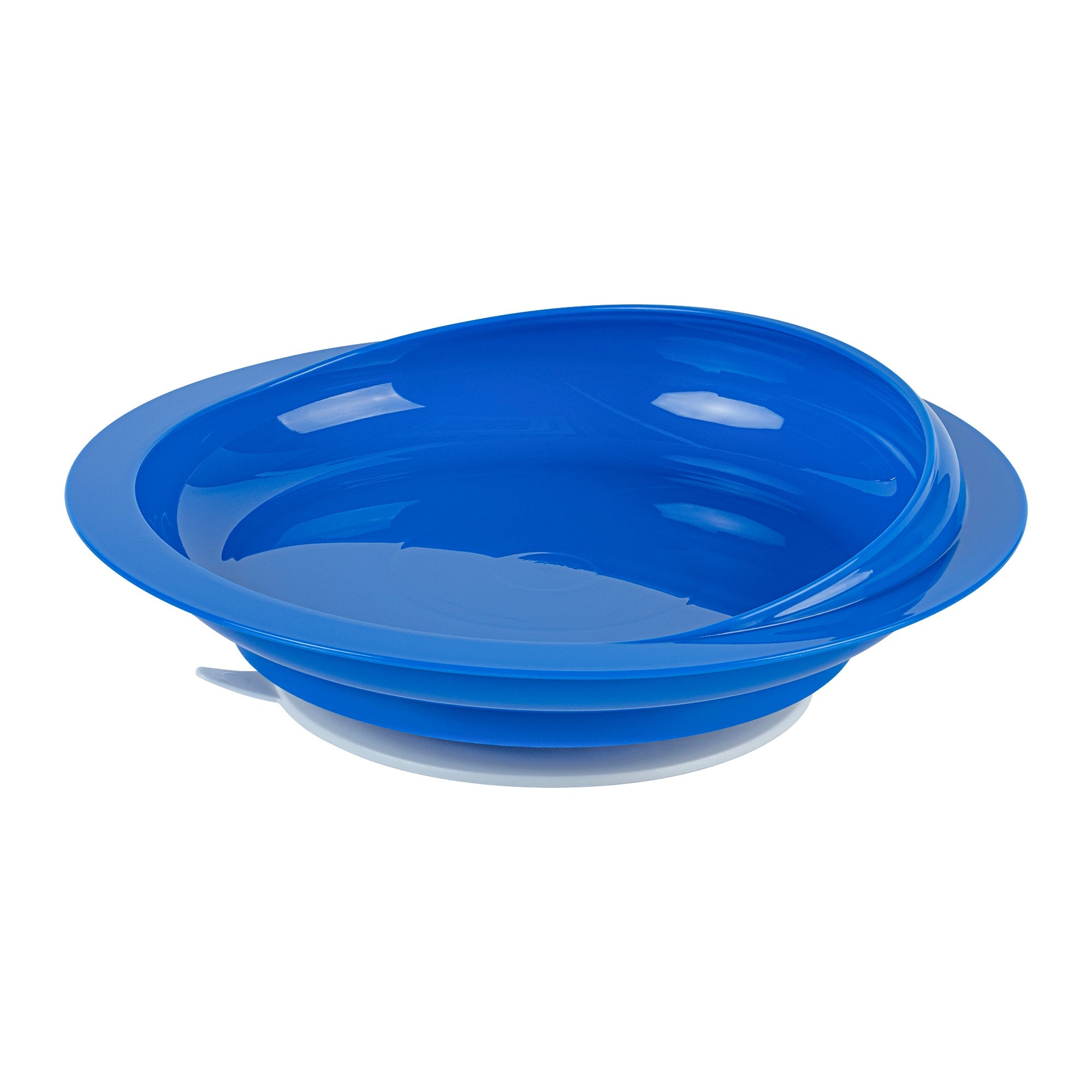 Adapt Tek Round Blue Plastic Scoop Plate - Spillproof, with Suction Base - 9" x 9" x 2 1/4" - 1 count box