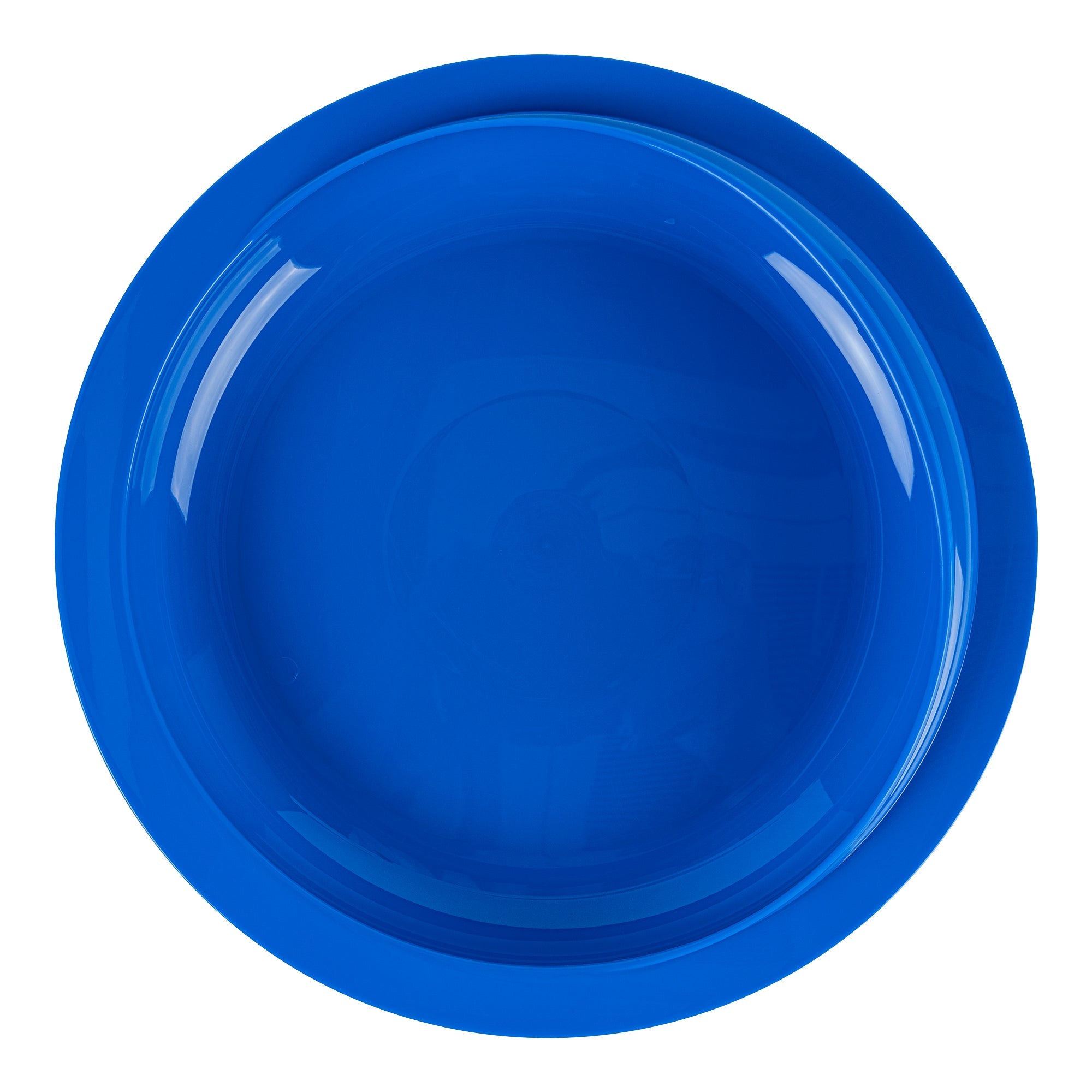 Adapt Tek Round Blue Plastic Scoop Plate - Spillproof, with Suction Base - 9" x 9" x 2 1/4" - 1 count box