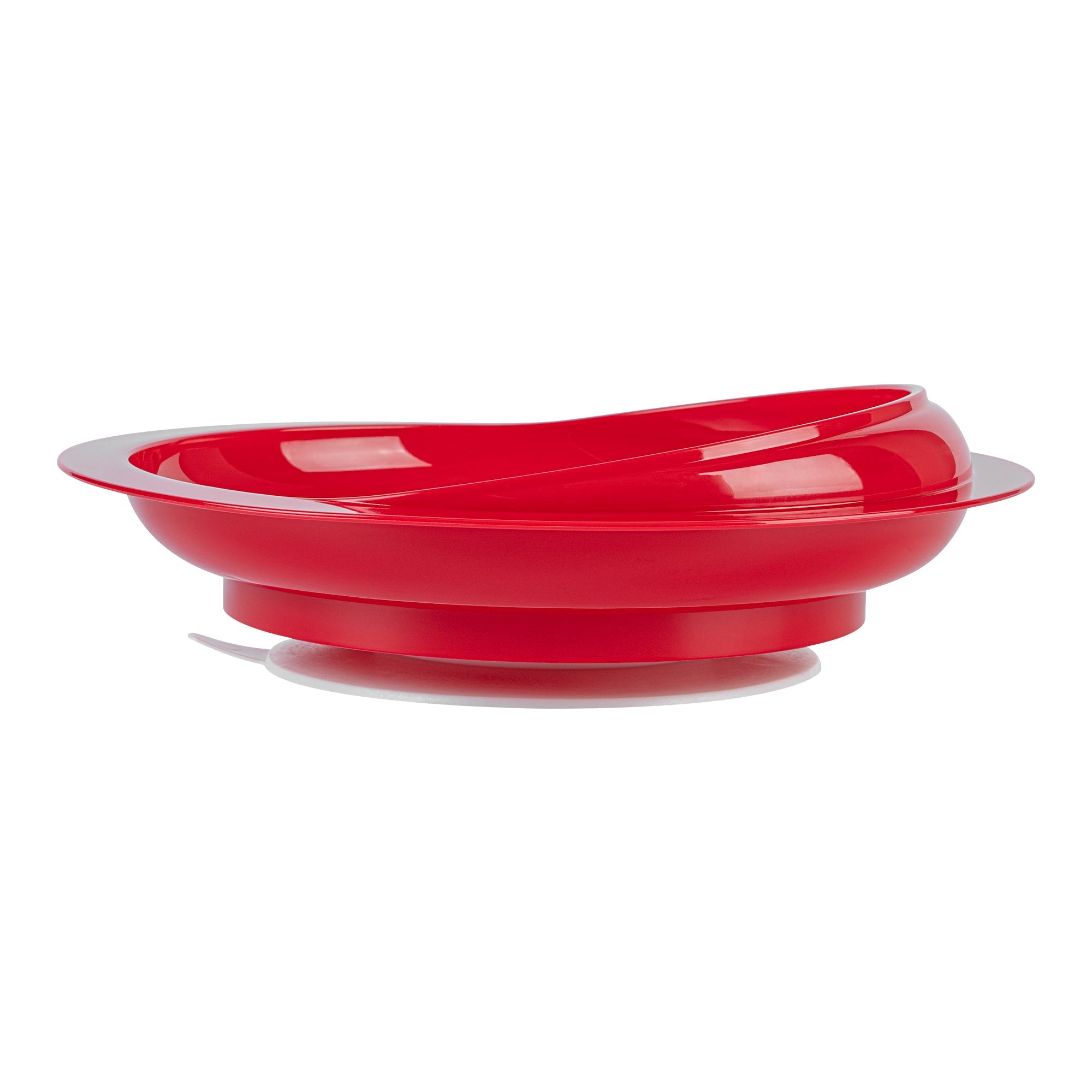Adapt Tek Round Red Plastic Scoop Plate - Spillproof, with Suction Base - 9" x 9" x 2 1/4" - 20 count box