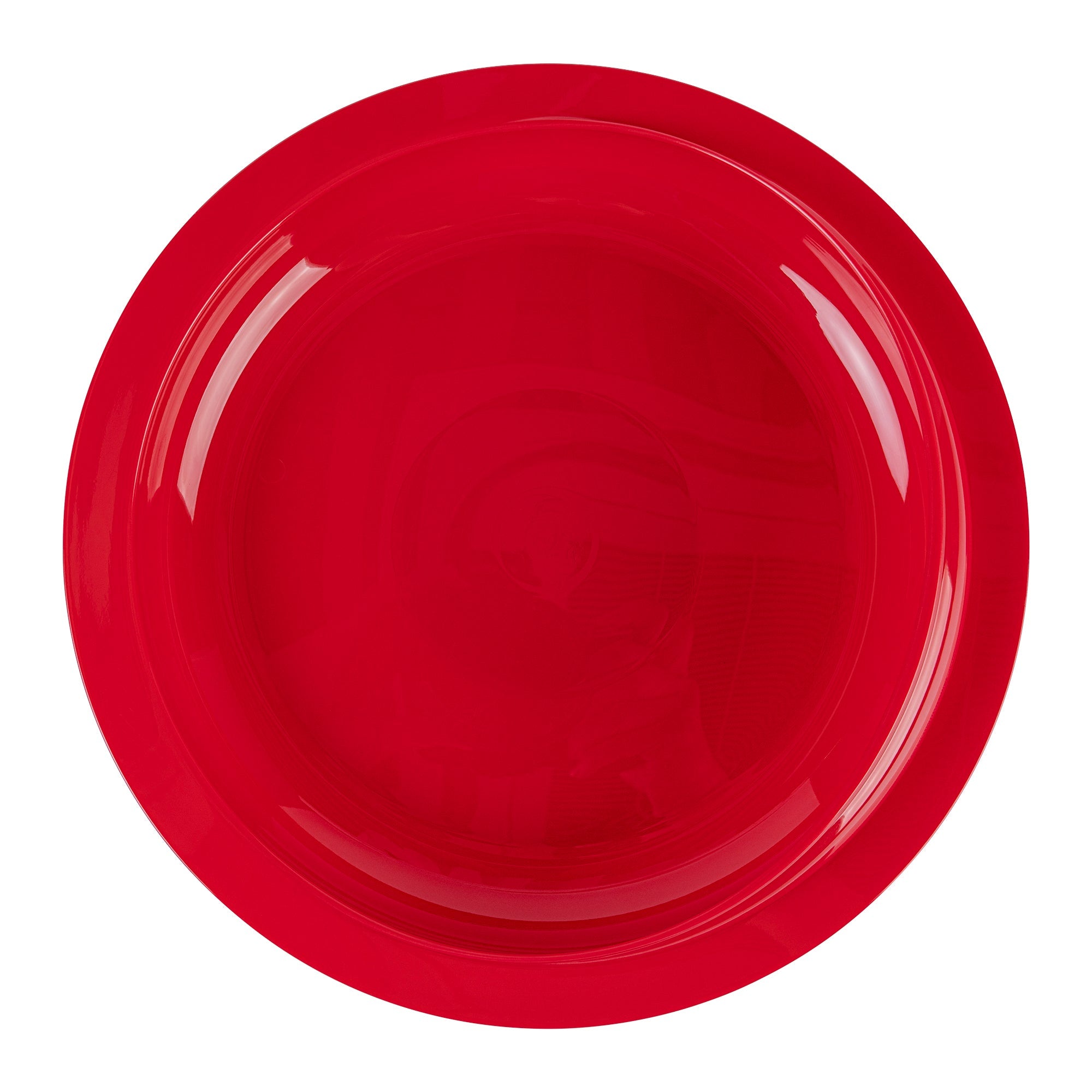 Adapt Tek Round Red Plastic Scoop Plate - Spillproof, with Suction Base - 9" x 9" x 2 1/4" - 20 count box
