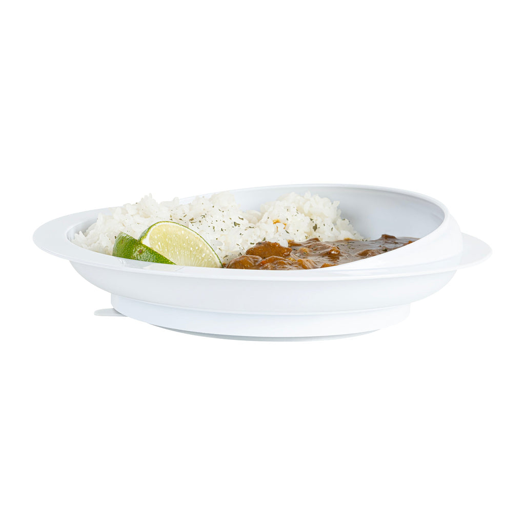 Adapt Tek Round White Plastic Scoop Plate - Spillproof, with Suction Base - 9" x 9" x 2 1/4" - 1 count box