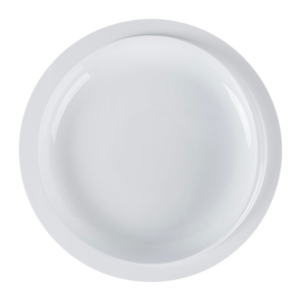 Adapt Tek Round White Plastic Scoop Plate - Spillproof, with Suction Base - 9" x 9" x 2 1/4" - 1 count box