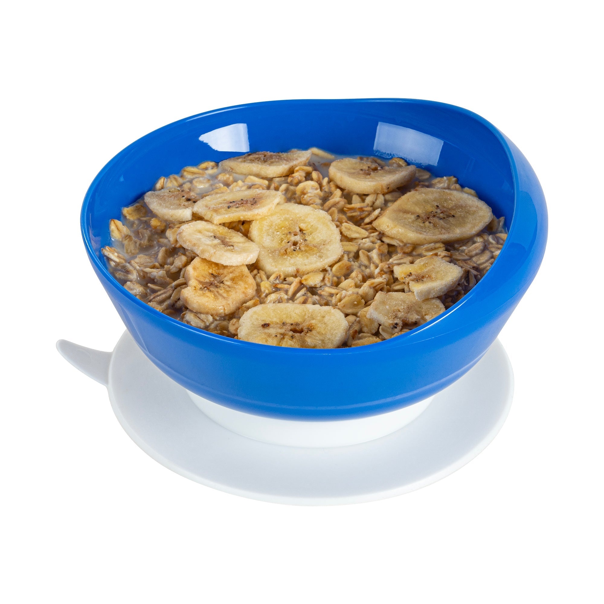 Adapt Tek 19 oz Round Blue Plastic Scoop Bowl - Spillproof, with Suction Base - 5 3/4" x 5 3/4" x 3" - 1 count box