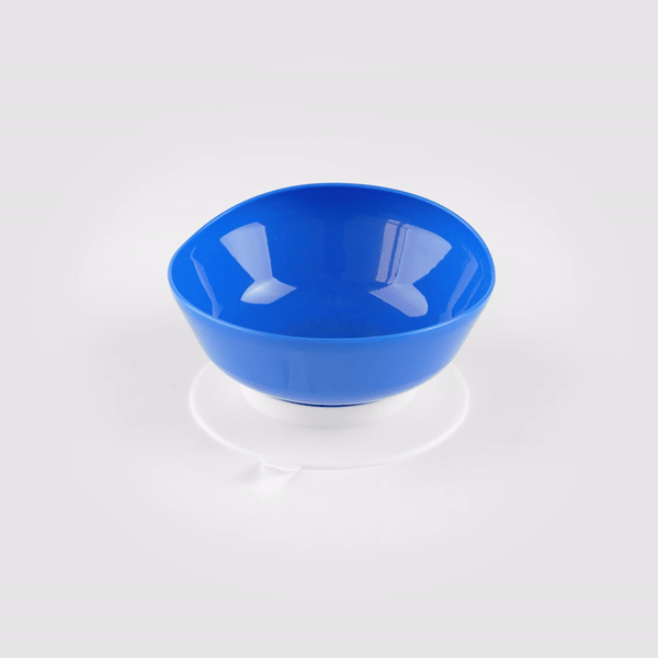 Adapt Tek 19 oz Round Blue Plastic Scoop Bowl - Spillproof, with Suction Base - 5 3/4" x 5 3/4" x 3" - 1 count box