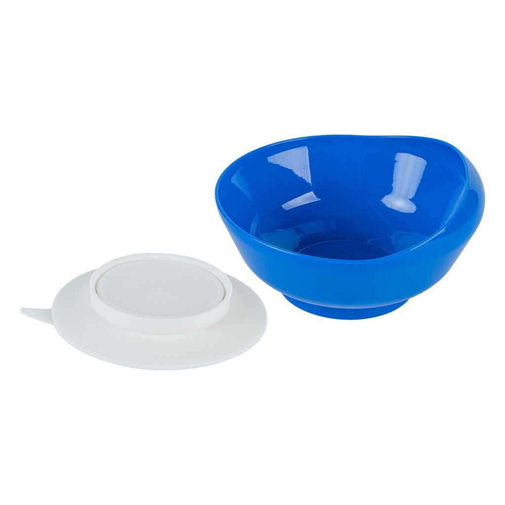 Adapt Tek 19 oz Round Blue Plastic Scoop Bowl - Spillproof, with Suction Base - 5 3/4" x 5 3/4" x 3" - 1 count box