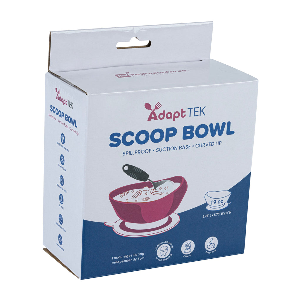Adapt Tek 19 oz Round Blue Plastic Scoop Bowl - Spillproof, with Suction Base - 5 3/4" x 5 3/4" x 3" - 1 count box
