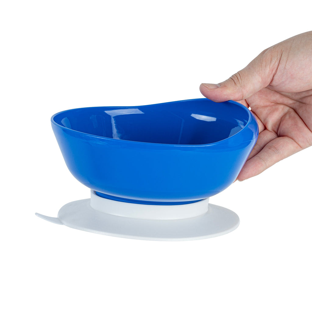 Adapt Tek 19 oz Round Blue Plastic Scoop Bowl - Spillproof, with Suction Base - 5 3/4" x 5 3/4" x 3" - 20 count box