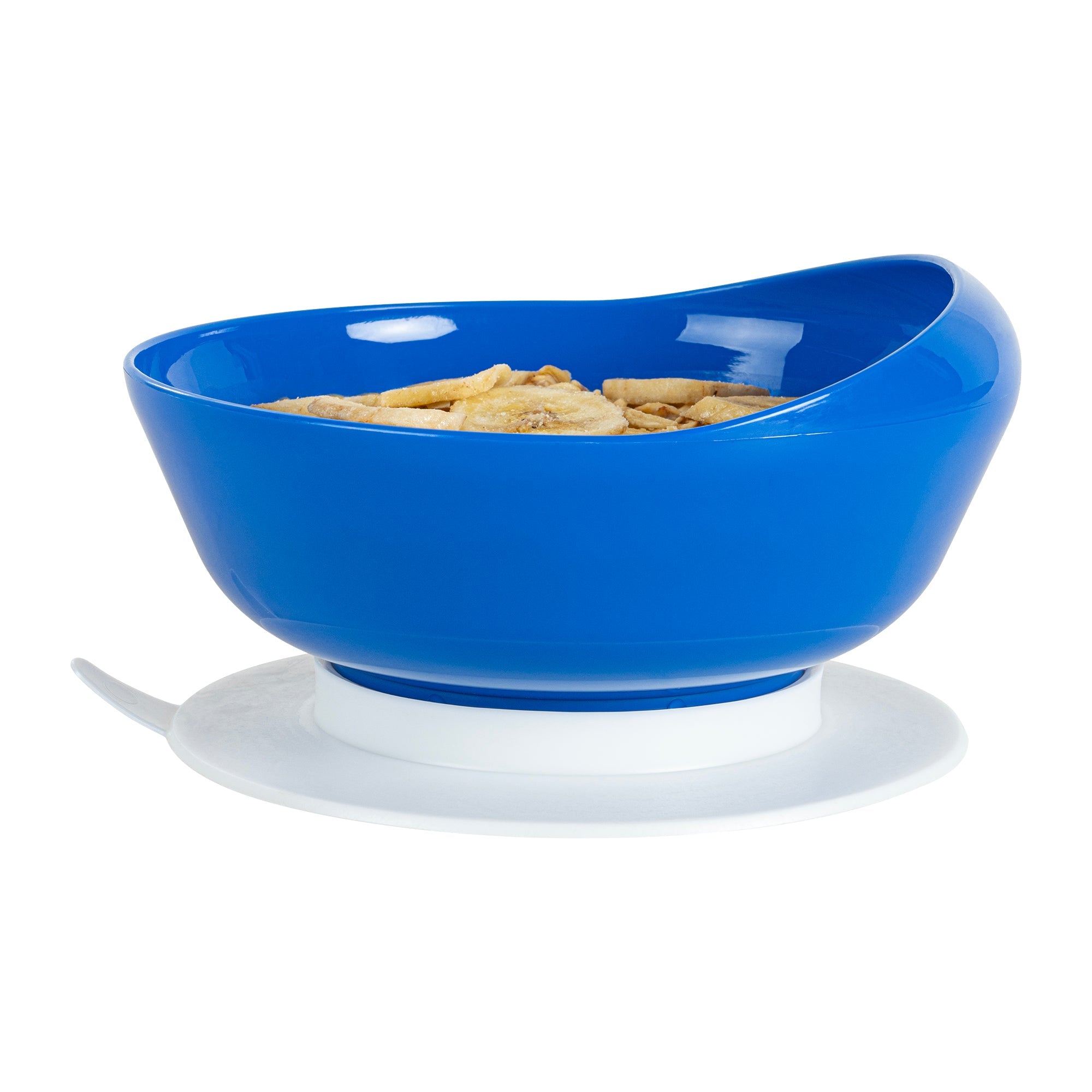 Adapt Tek 19 oz Round Blue Plastic Scoop Bowl - Spillproof, with Suction Base - 5 3/4" x 5 3/4" x 3" - 20 count box
