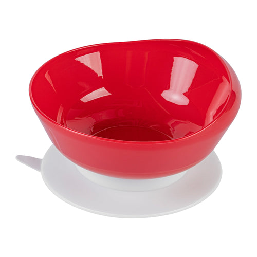 Adapt Tek 19 oz Round Red Plastic Scoop Bowl - Spillproof, with Suction Base - 5 3/4" x 5 3/4" x 3" - 1 count box