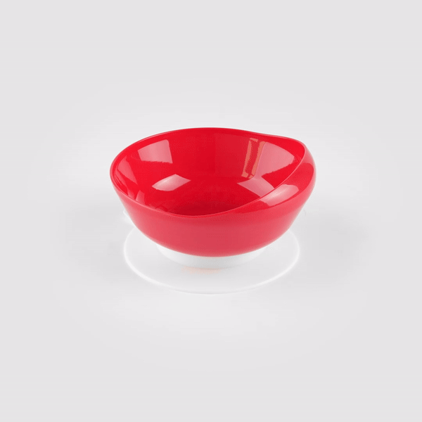 Adapt Tek 19 oz Round Red Plastic Scoop Bowl - Spillproof, with Suction Base - 5 3/4" x 5 3/4" x 3" - 20 count box