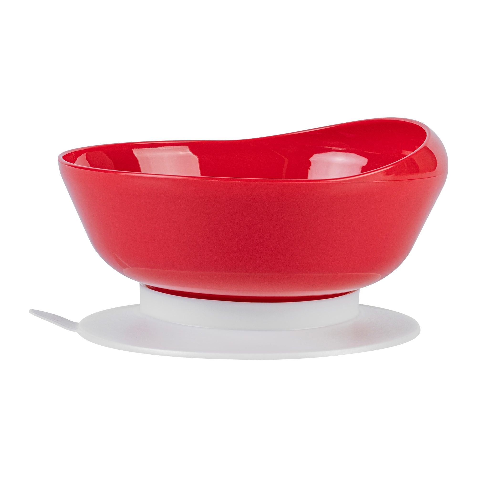 Adapt Tek 19 oz Round Red Plastic Scoop Bowl - Spillproof, with Suction Base - 5 3/4" x 5 3/4" x 3" - 20 count box