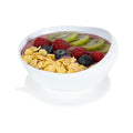 Adapt Tek 19 oz Round White Plastic Scoop Bowl - Spillproof, with Suction Base - 5 3/4" x 5 3/4" x 3" - 1 count box