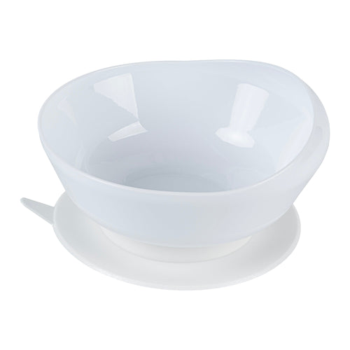 Adapt Tek 19 oz Round White Plastic Scoop Bowl - Spillproof, with Suction Base - 5 3/4" x 5 3/4" x 3" - 20 count box