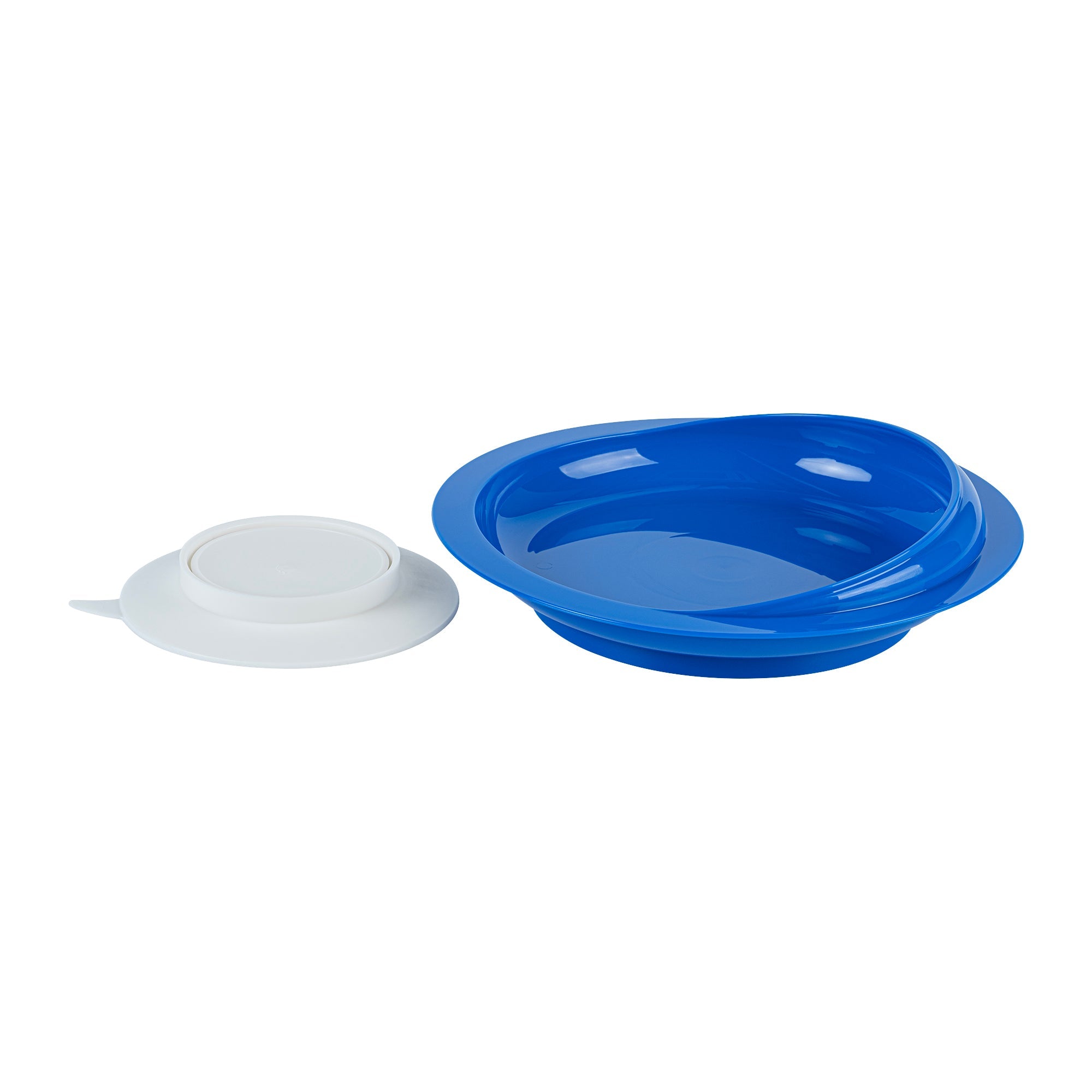 Adapt Tek Blue Plastic 2-Piece Scoop Plate and Bowl Set - Spillproof, with Suction Base - Includes 1 Plate and 1 Bowl