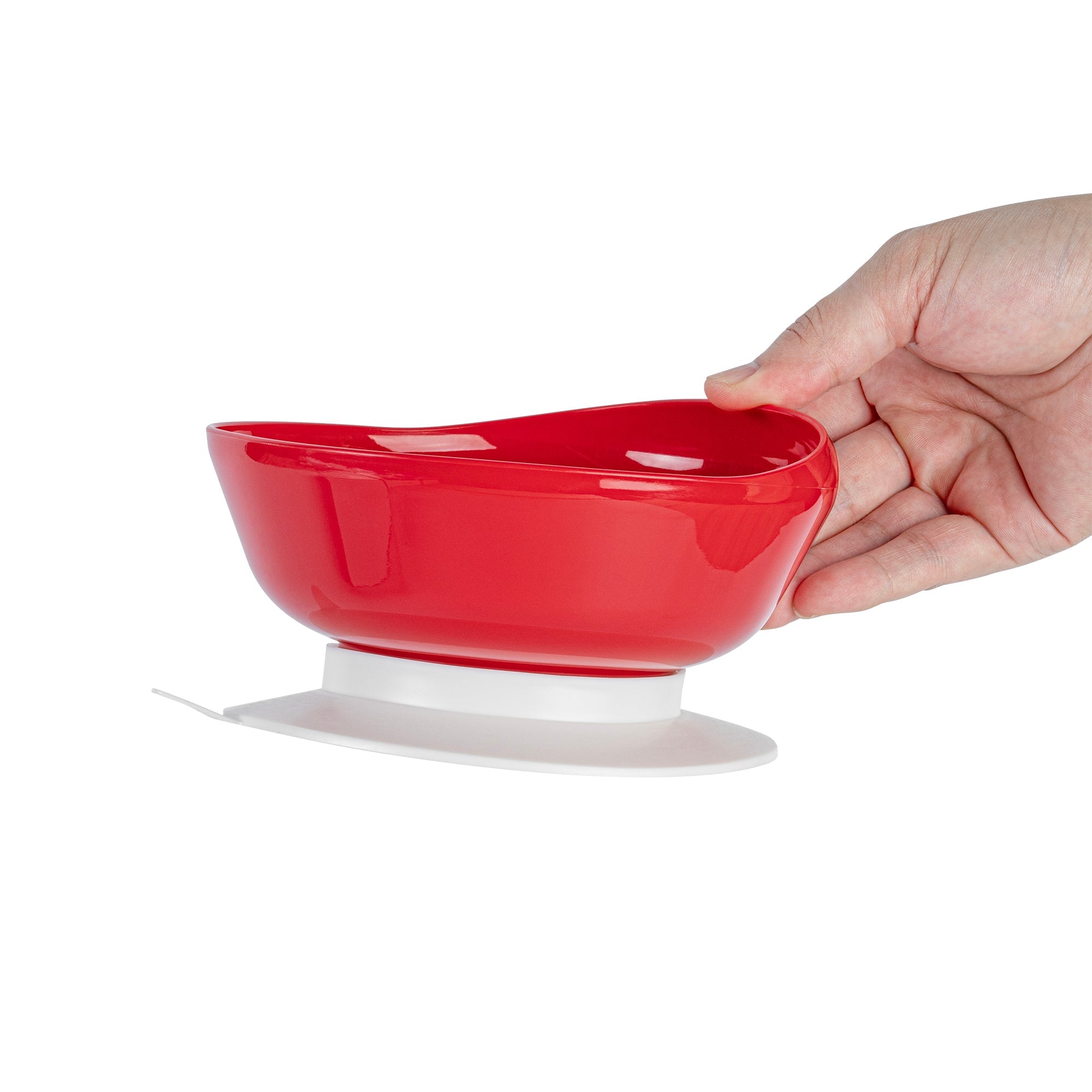 Adapt Tek Red Plastic 2-Piece Scoop Plate and Bowl Set - Spillproof, with Suction Base - Includes 20 Plates and 20 Bowls