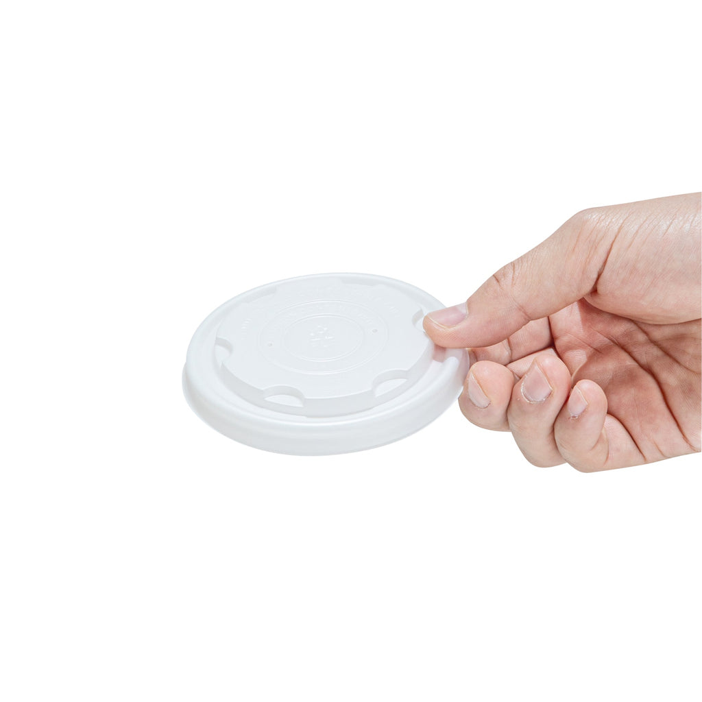 Sustain Round White PLA Plastic Lid - Compostable, Fits 8 oz Soup Container - 25 count box