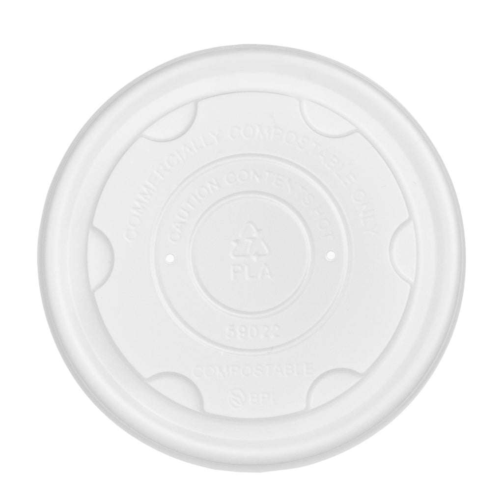 Sustain Round White PLA Plastic Lid - Compostable, Fits 8 oz Soup Container - 25 count box