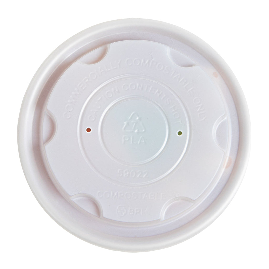 Sustain Round White PLA Plastic Lid - Compostable, Fits 8 oz Soup Container - 200 count box