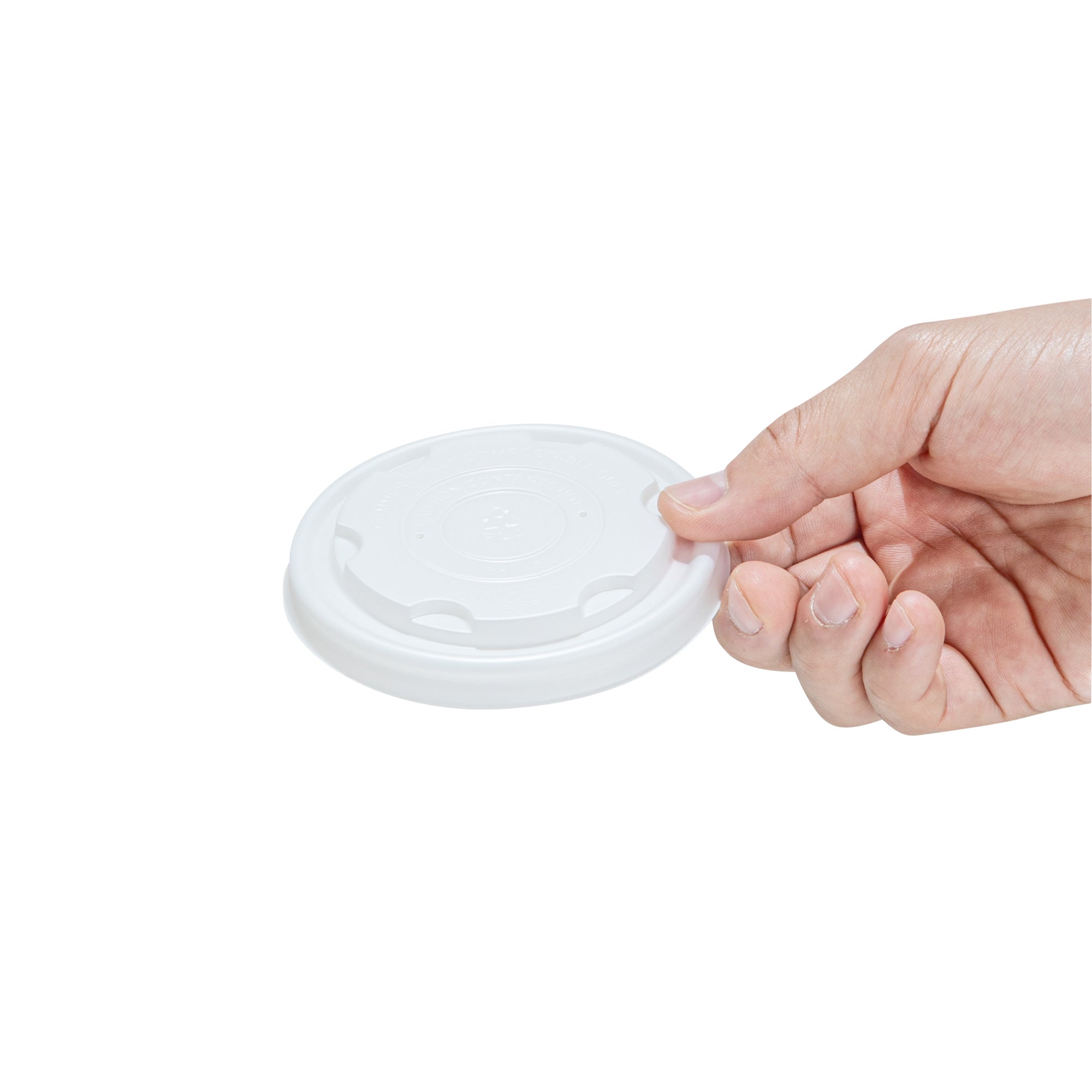 Sustain Round White PLA Plastic Lid - Compostable, Fits 8 oz Soup Container - 200 count box