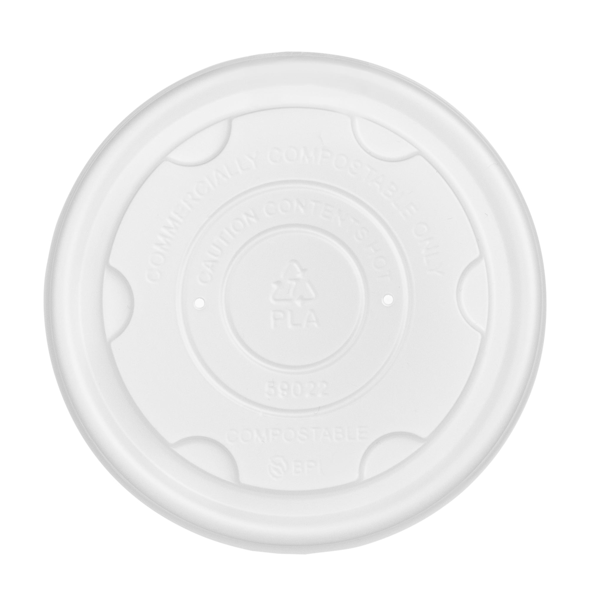 Sustain Round White PLA Plastic Lid - Compostable, Fits 8 oz Soup Container - 200 count box
