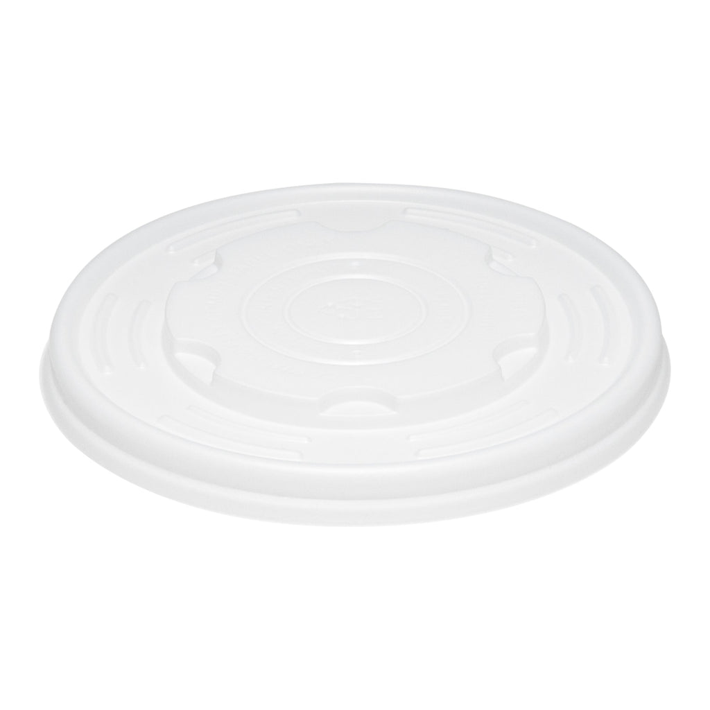Sustain Round White PLA Plastic Lid - Compostable, Fits 12, 16, 24 & 32 oz Soup Container - 25 count box