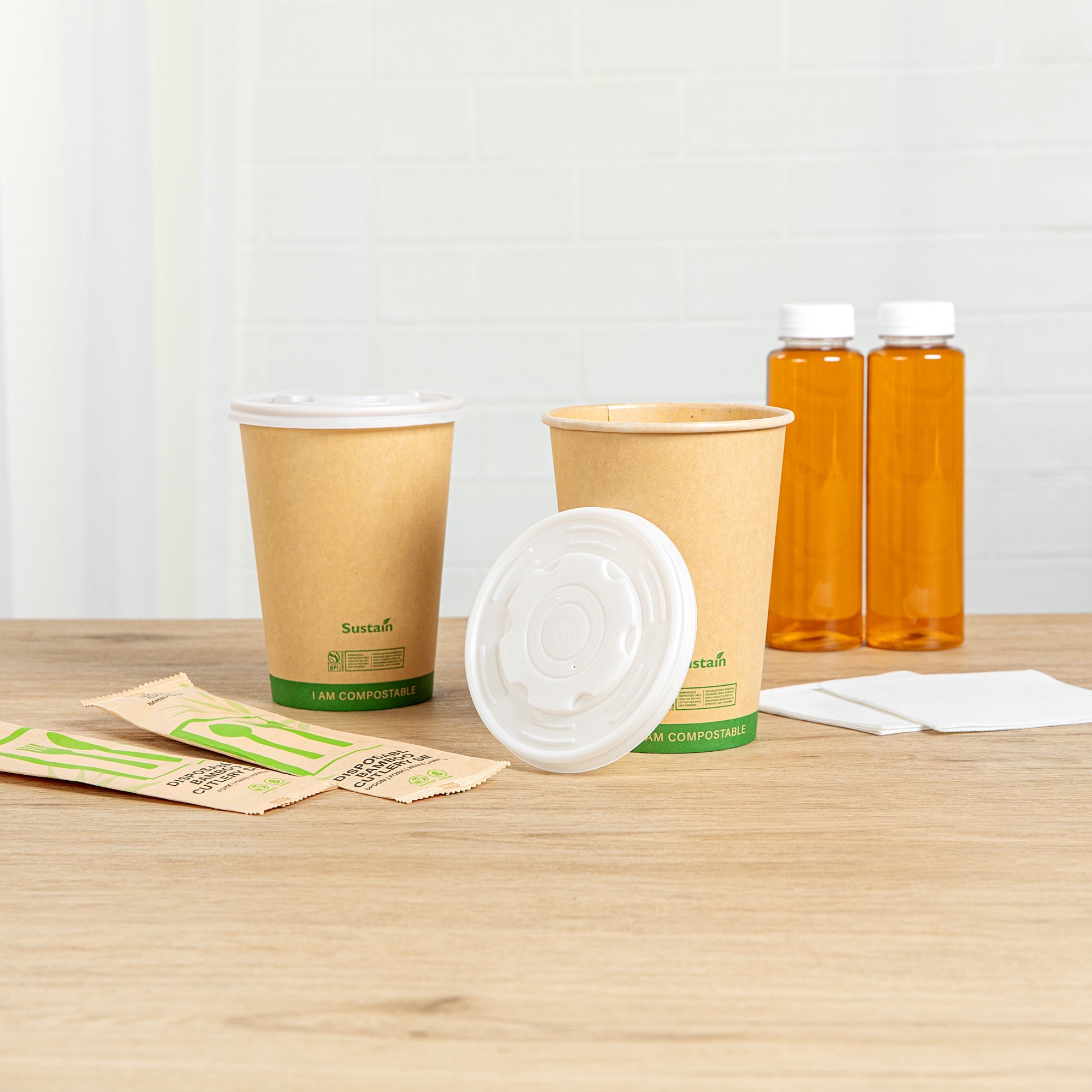 Sustain Round White PLA Plastic Lid - Compostable, Fits 12, 16, 24 & 32 oz Soup Container - 25 count box