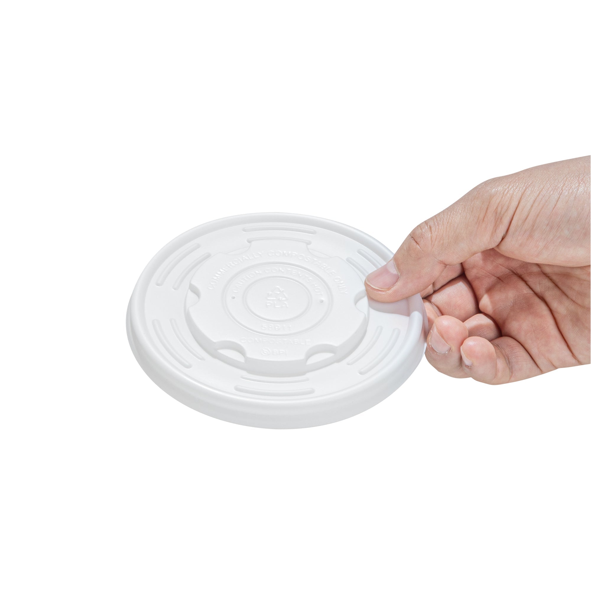 Sustain Round White PLA Plastic Lid - Compostable, Fits 12, 16, 24 & 32 oz Soup Container - 25 count box