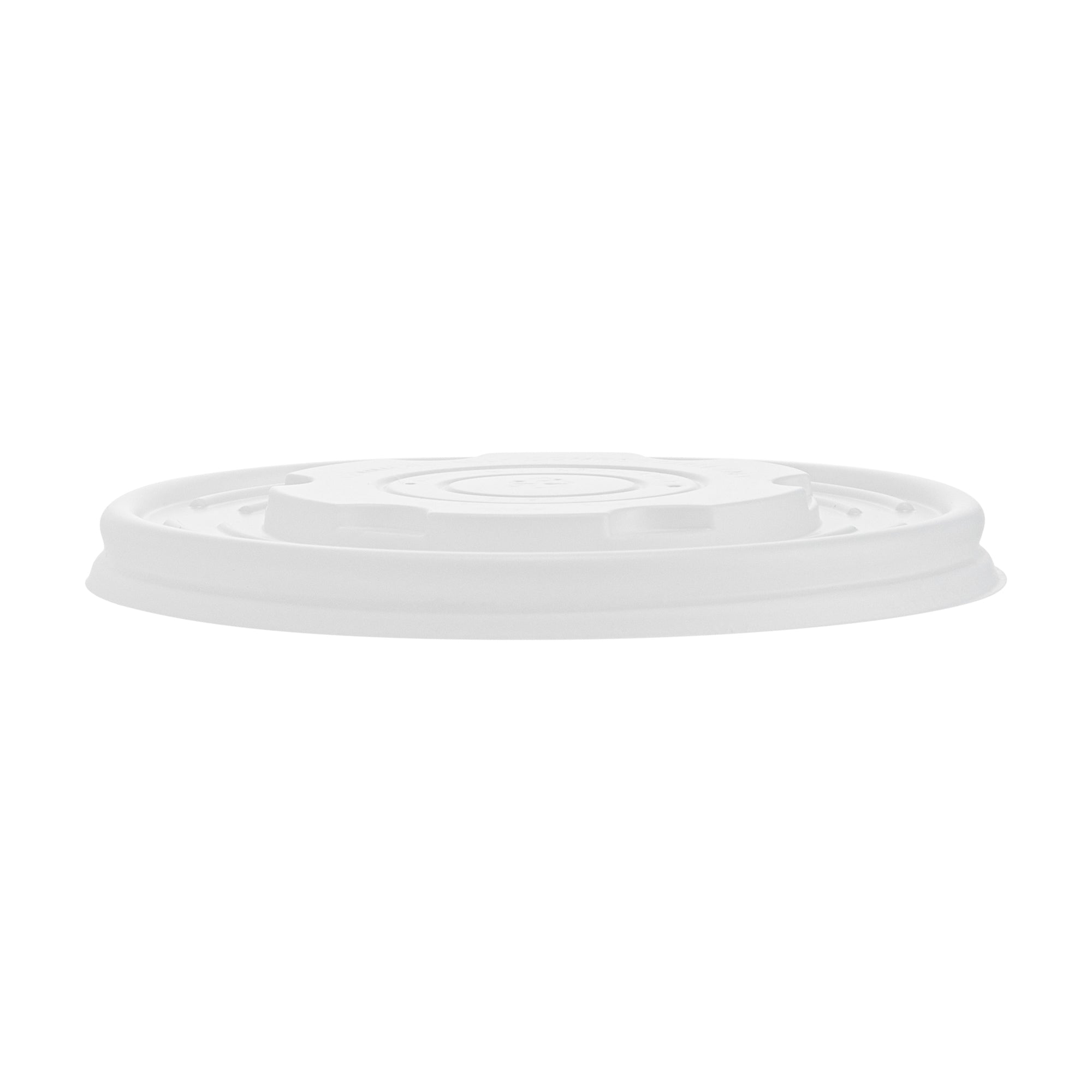 Sustain Round White PLA Plastic Lid - Compostable, Fits 12, 16, 24 & 32 oz Soup Container - 25 count box