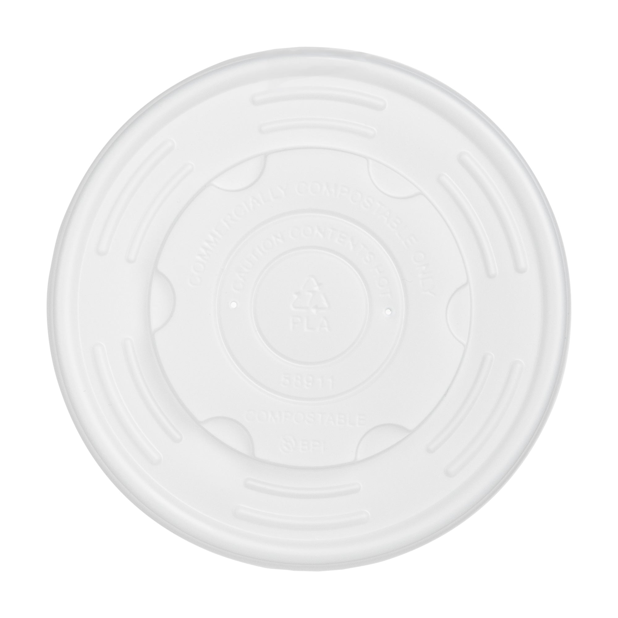 Sustain Round White PLA Plastic Lid - Compostable, Fits 12, 16, 24 & 32 oz Soup Container - 25 count box