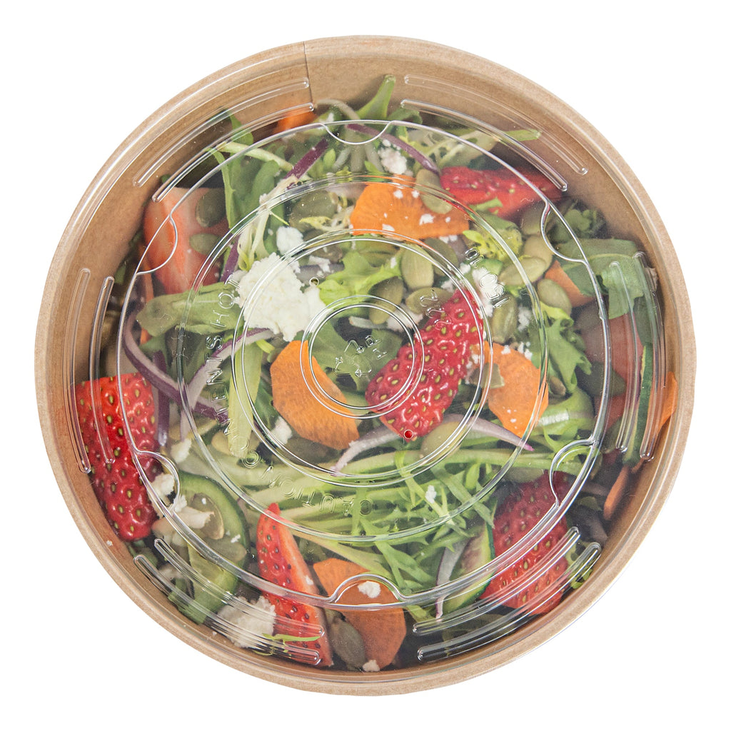 Sustain Round Clear Plastic Lid - Fits 17, 25 & 34 oz Take Out Container - 50 count box