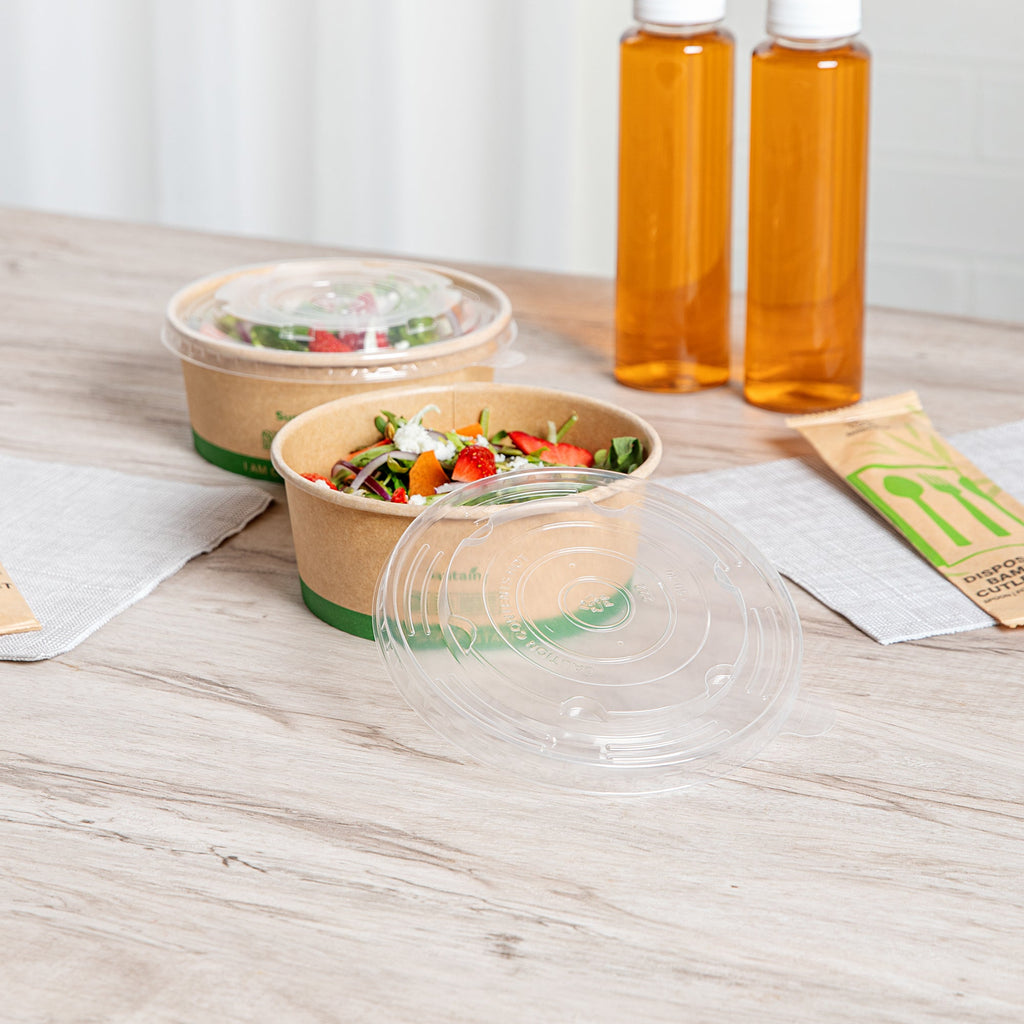Sustain Round Clear Plastic Lid - Fits 17, 25 & 34 oz Take Out Container - 50 count box
