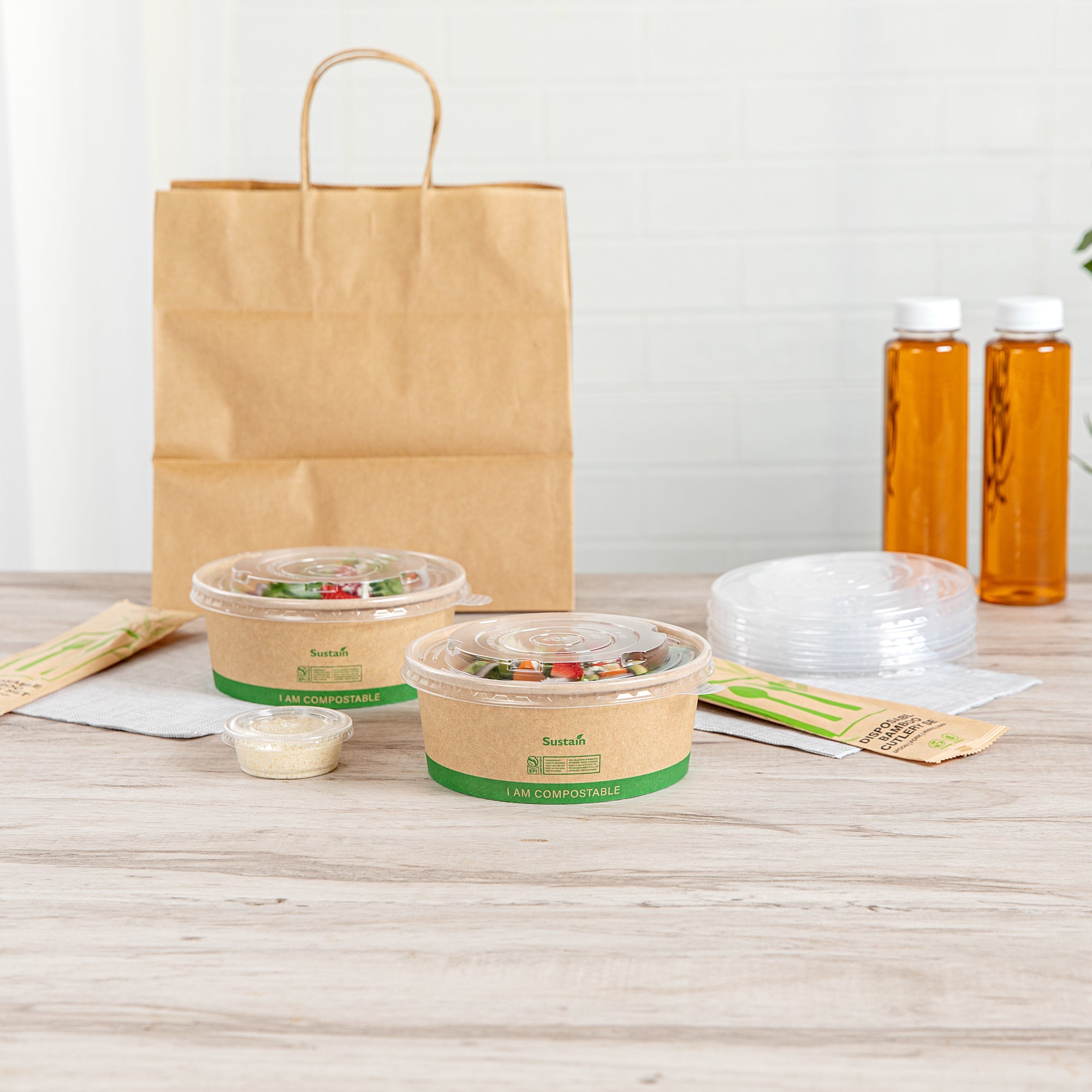 Sustain Round Clear Plastic Lid - Fits 17, 25 & 34 oz Take Out Container - 50 count box