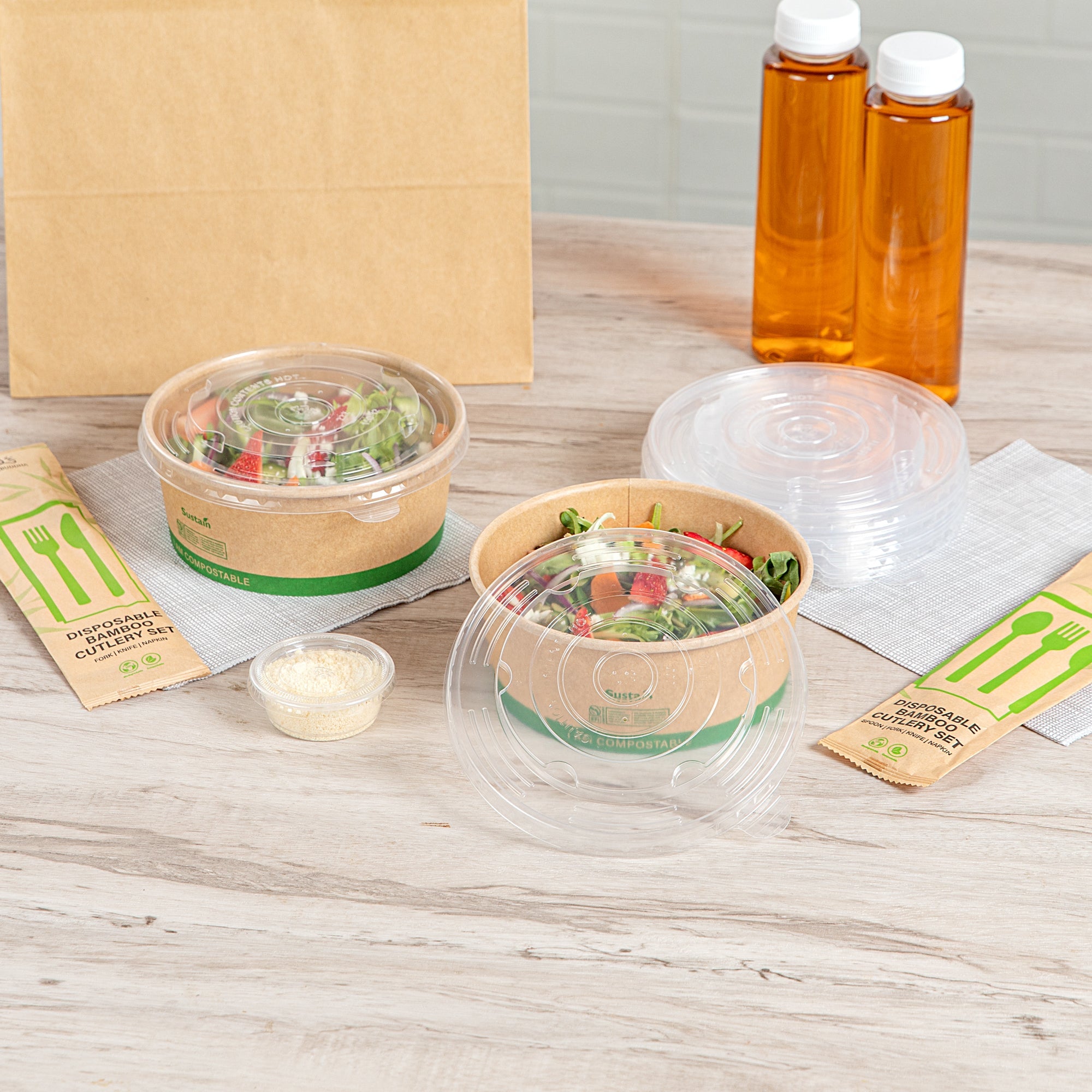 Sustain Round Clear Plastic Lid - Fits 17, 25 & 34 oz Take Out Container - 50 count box