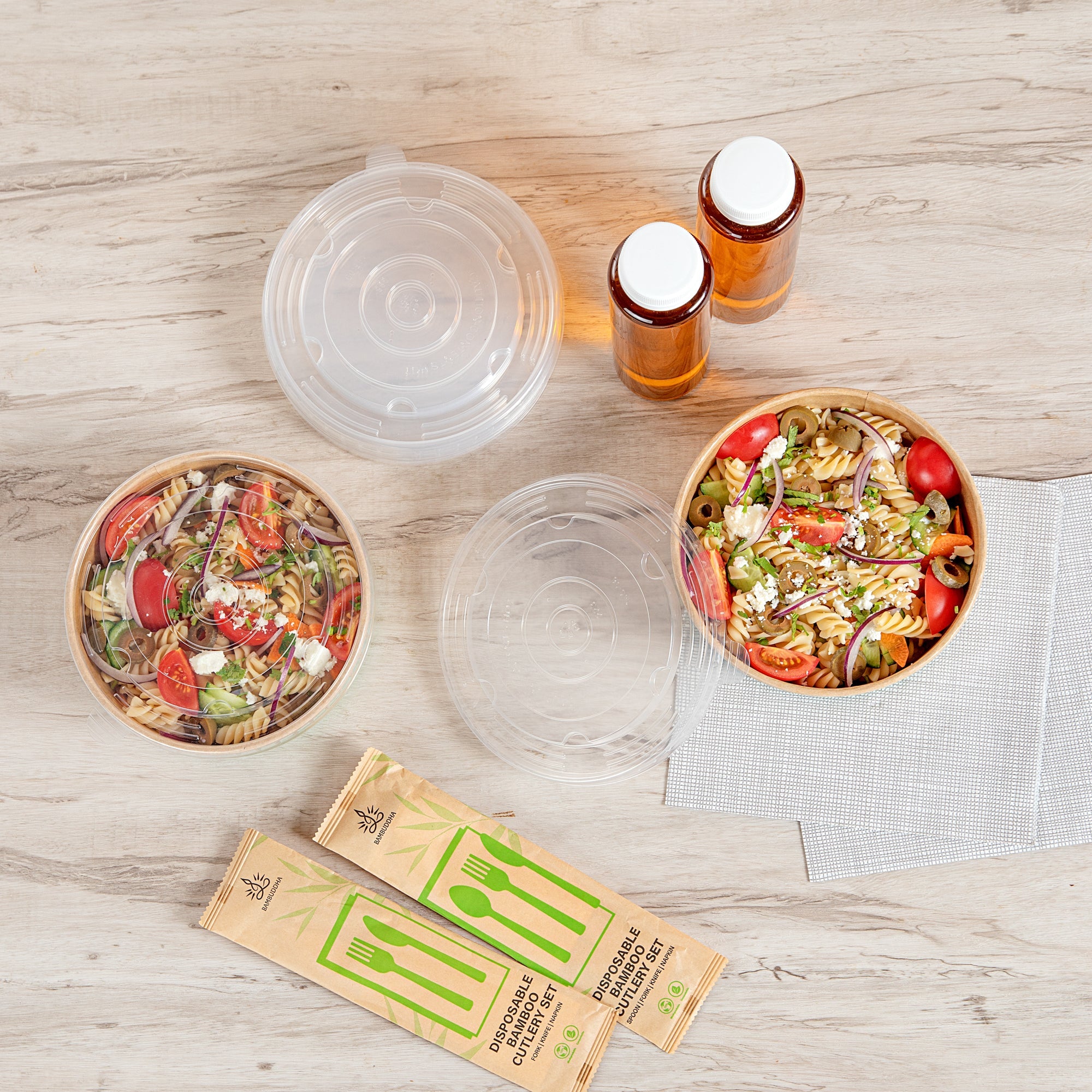 Sustain Round Clear Plastic Lid - Fits 37 & 44 oz Take Out Container - 50 count box